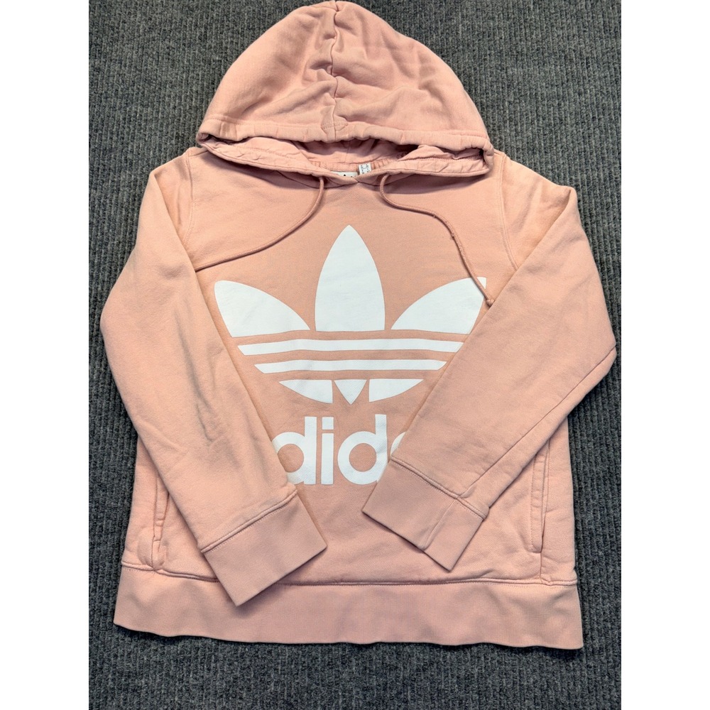 Adidas Originals Trefoil Hoodie Womens Small salmon Pullover Sweatshirt Logo